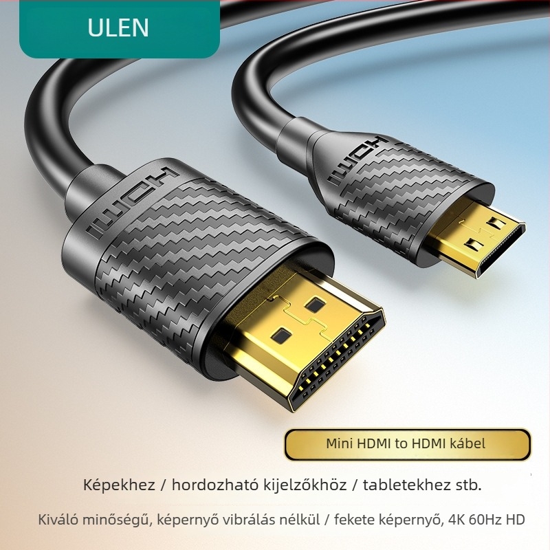 Mini HDMI–ről HDMI-re kábel, HDMI 2.0, 4K, oxigénmentes réz, aranyozott kivitel, hossz: 1,15 m vagy 2,3 m