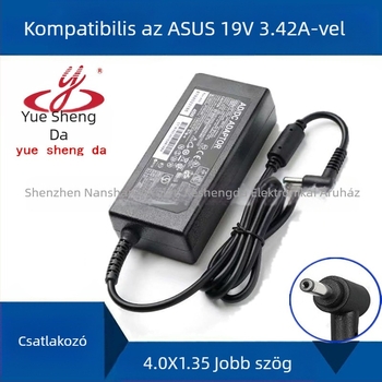 Asus U305F laptop töltő adapter, 19V 3.42A, csatlakozó 4.0×1.35mm
