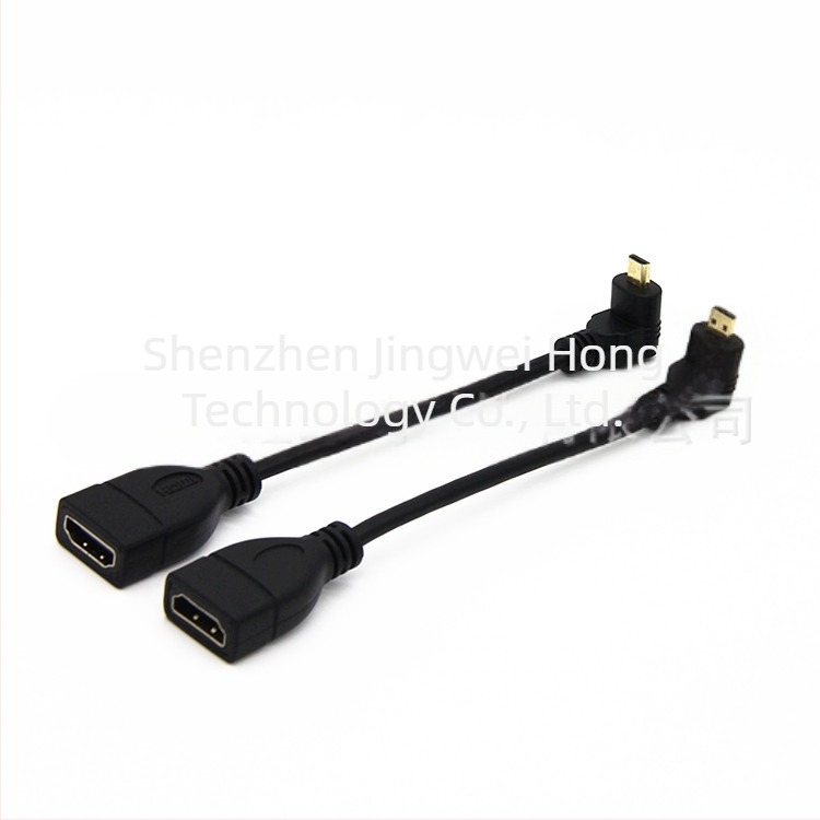 HDMI adapter kábel, 90° Micro HDMI–HDMI női, réz vezető, injekciós öntés, HDMI interfész