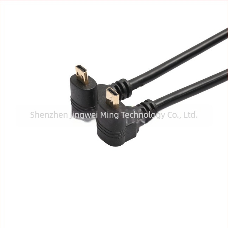 HDMI adapter kábel, 90° Micro HDMI–HDMI női, réz vezető, injekciós öntés, HDMI interfész