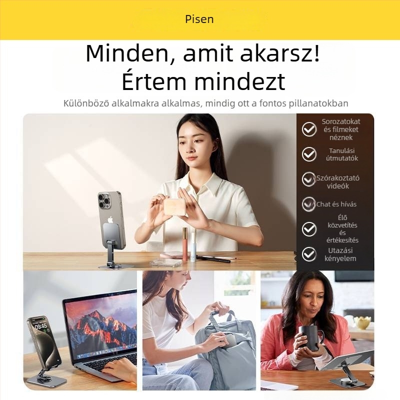 Telefonokra és tabletekre való asztali állvány – Pinsheng, alumíniumötvözet, modell Lp-zj49