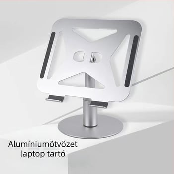 Alumínium ötvözetből készült tablet/Laptop tartó, állítható, összecsukható, 360° forgás, modell TXF010, súly 0,88 kg