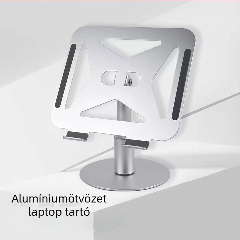 Alumínium ötvözetből készült tablet/Laptop tartó, állítható, összecsukható, 360° forgás, modell TXF010, súly 0,88 kg
