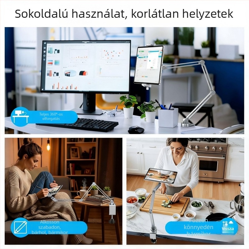 10,9 hüvelykes alumínium ötvözetes asztali clamp, cantilever kar és mágneses töltés, iPad Air Pro-hoz