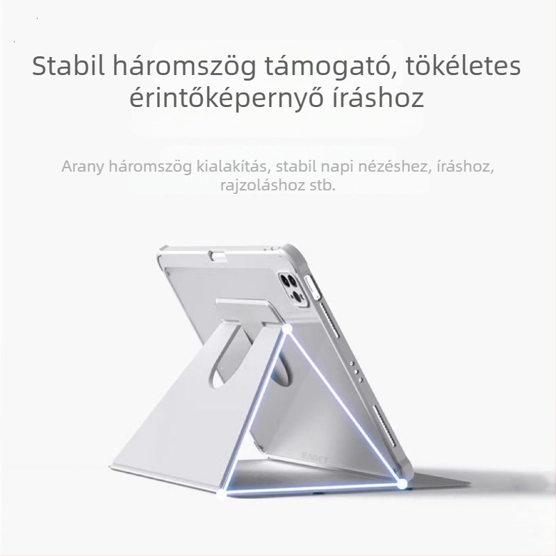 iPad védőtok 11. generációs A16-höz, 360°-os forgás, bőr Pro, gravírozott mintázat