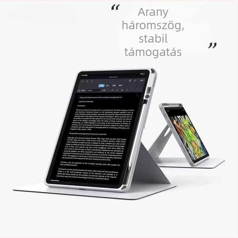 iPad védőtok 11. generációs A16-höz, 360°-os forgás, bőr Pro, gravírozott mintázat