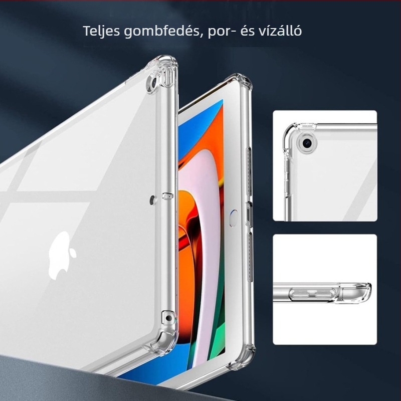 Átlátszó TPU védőtok Xiaomi és Huawei táblagépekhez, ütésálló négy sarka, 2025-ös modell