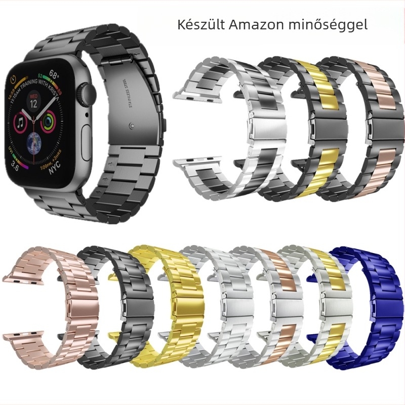 Három gyöngyös rozsdamentes acél Apple Watch szíj