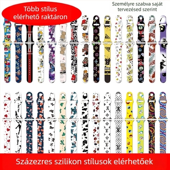 Apple Watch szilikon szíj Series 3–7 kompatibilis, testreszabható nyomtatású dizájn, divatos stílus