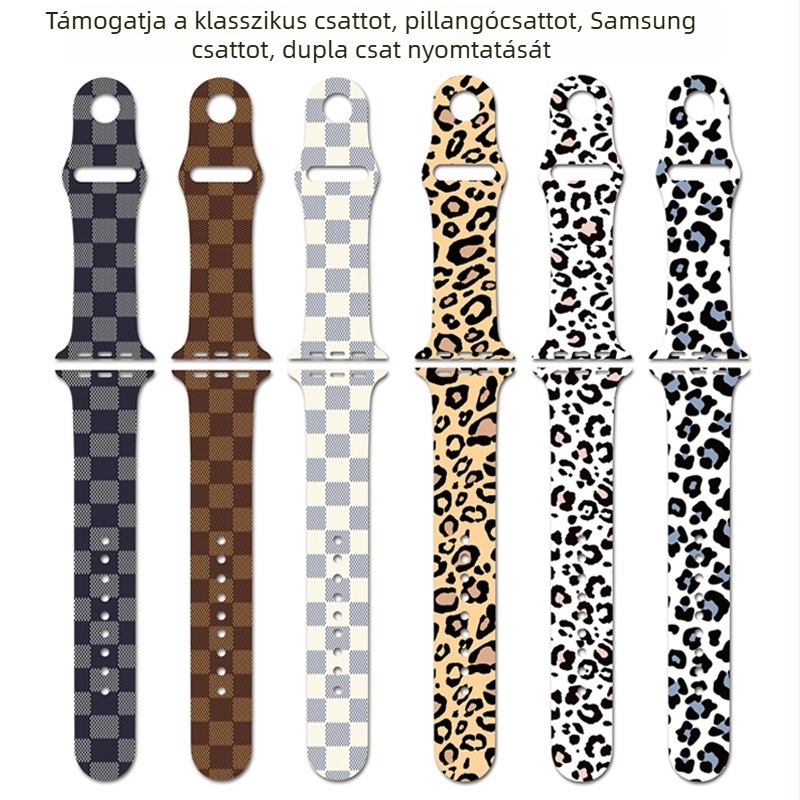Apple Watch szilikon szíj Series 3–7 kompatibilis, testreszabható nyomtatású dizájn, divatos stílus