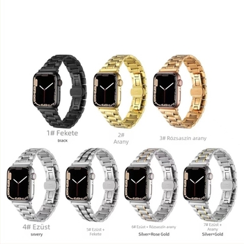 Apple Watch Series 11-hez rozsdamentes acélból készült fémcsat, dupla szálú öt linkkel, 22 mm szélesség