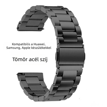 Rozsdamentes acélból készült óraszíj Huawei Watch Series, Apple Watch és Samsung készülékekhez, 22 mm szélesség, körülbelül 170 mm hosszúság, összecsukható csattal