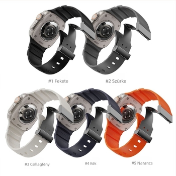Sportos Apple Watch szilikon karkötő mágneses csattal és gyors kioldással – kompatibilis a Series 7–10 Ultra 2-vel, sportos stílus
