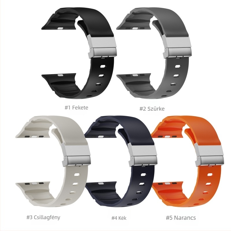 Sportos Apple Watch szilikon karkötő mágneses csattal és gyors kioldással – kompatibilis a Series 7–10 Ultra 2-vel, sportos stílus