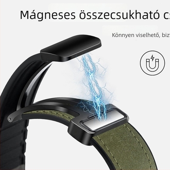 Apple Watch 1–9 generációkhoz 22 mm széles szíj, szilikonbőr textúra, mágneses csat