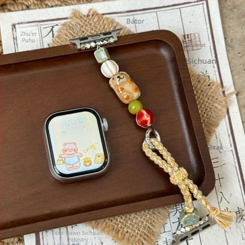 Kerámia medve mintás szőtt iWatch szíj, kompatibilis S10 Apple Watch-szal, Apple Watch 987SE, kiváló minőség