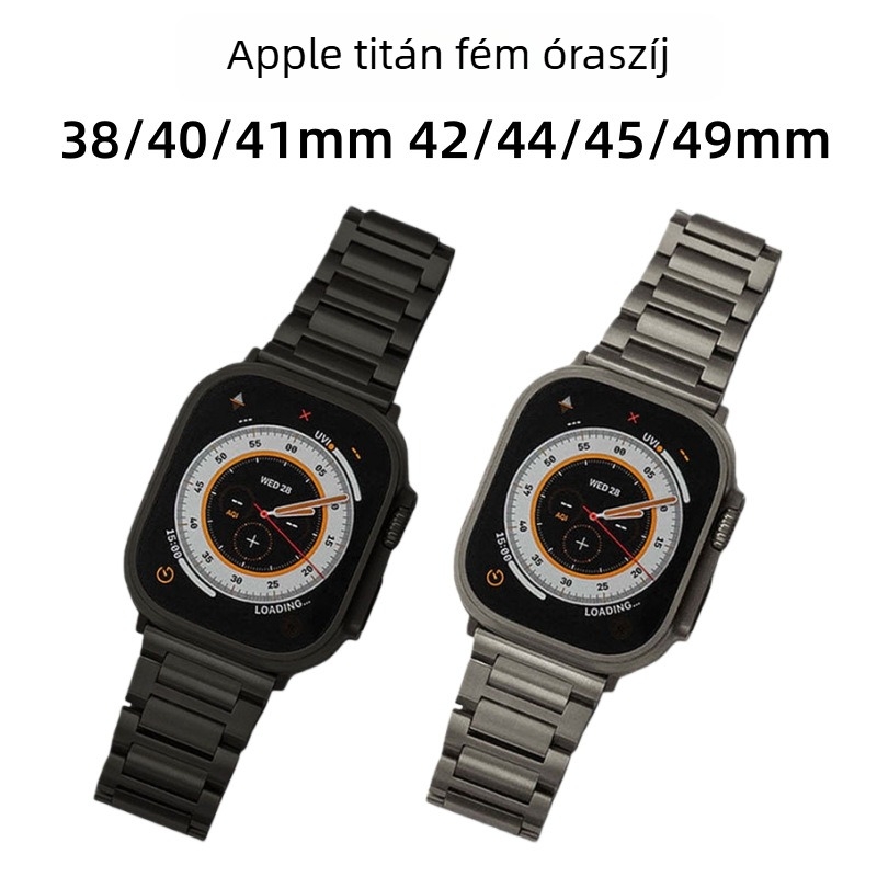 Apple Watch Ultra3-hoz kompatibil szíj, titánium-ötvözetből, 38/42 mm, I-alakú lapos csattal