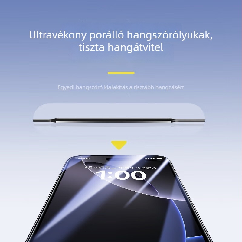 iPhone 14 Pro Max számára készült edzett üveg kijelzővédő, anti-reflexiós bevonattal, HD élesség, porálló, ujjlenyomat-mentes, ütésálló.