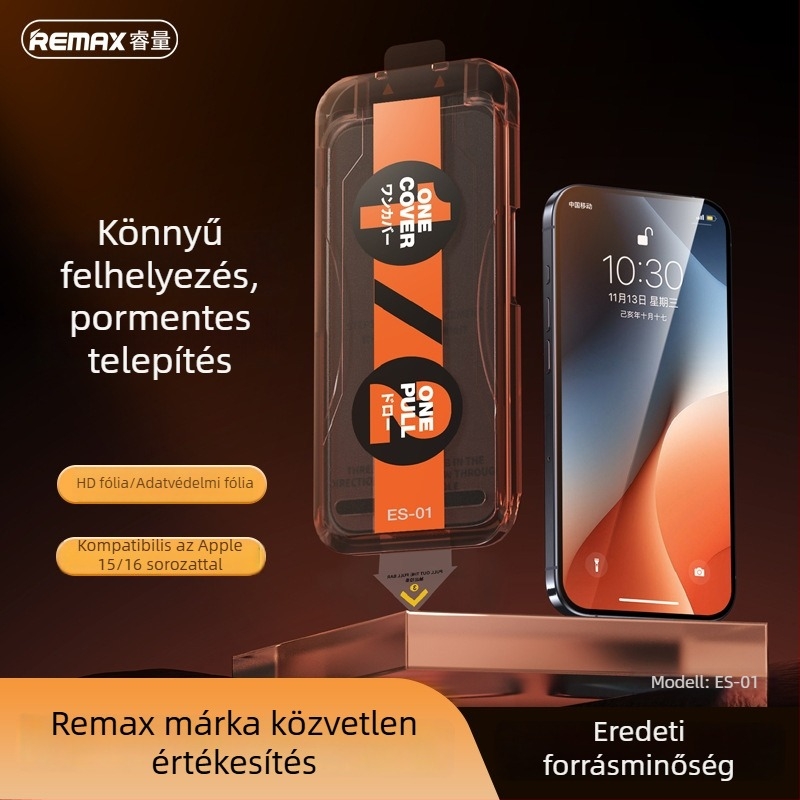 Remax iPhone 17 Privacy képernyővédő HD-edzett üvegből, 15 darabos készlet, 16 másodperces felhelyező készlet