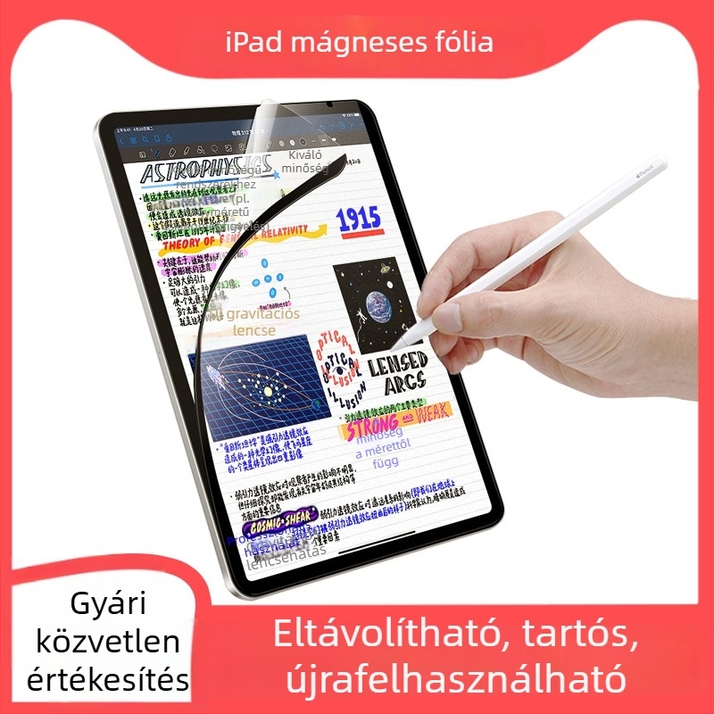 Mágneses papírhatású képernyővédő iPadhez 10.2-inch – kompatibil az iPad Air 5-tel, Nano HD, matt felület, ujjnyom-mentes, eltávolítható