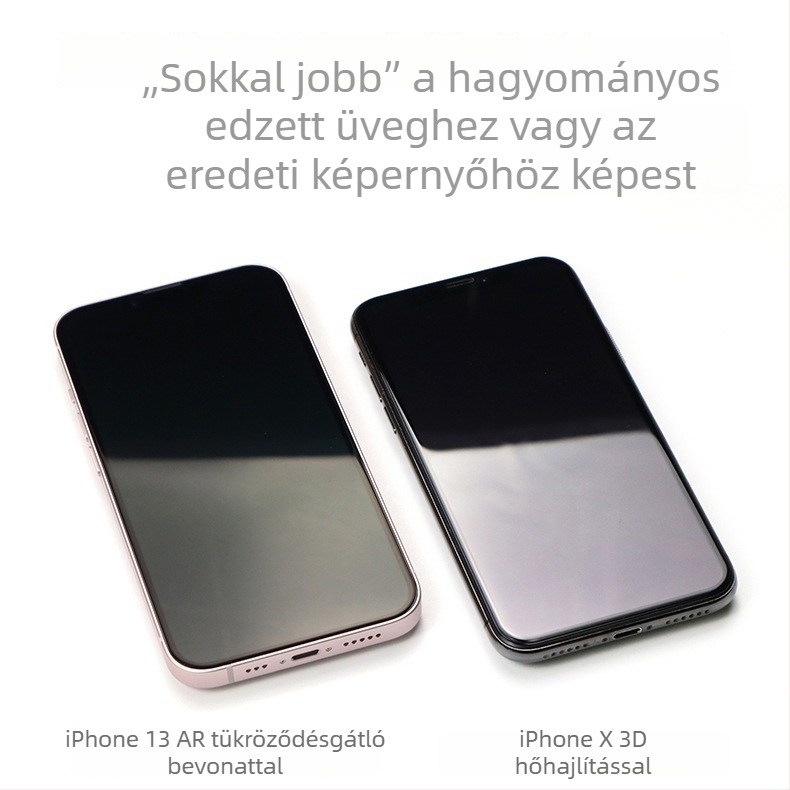 iPhone anti‑reflektív edzett üveg kijelzővédő – teljes fedés, elektropolált felület