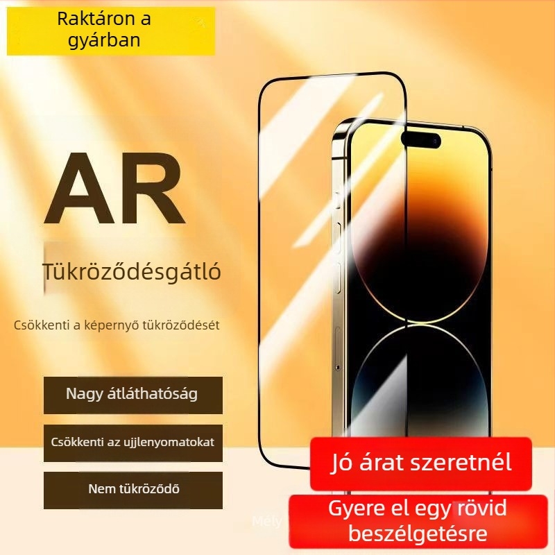 iPhone anti‑reflektív edzett üveg kijelzővédő – teljes fedés, elektropolált felület