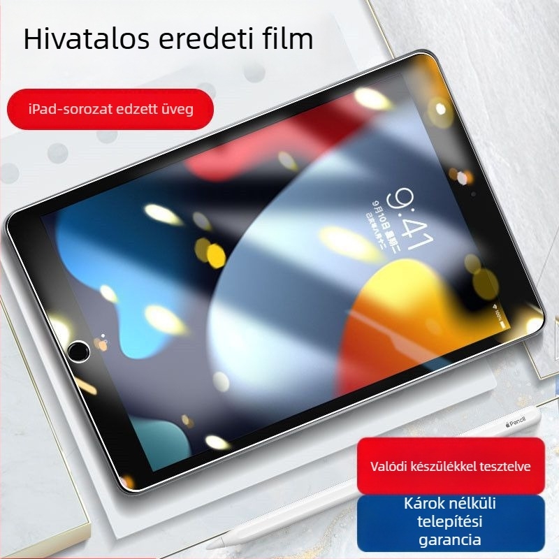 iPad edzett üveg kijelzővédő 9–5 generációhoz, HD tisztaság, ujjlenyomat-mentes, kékfény elleni védelem