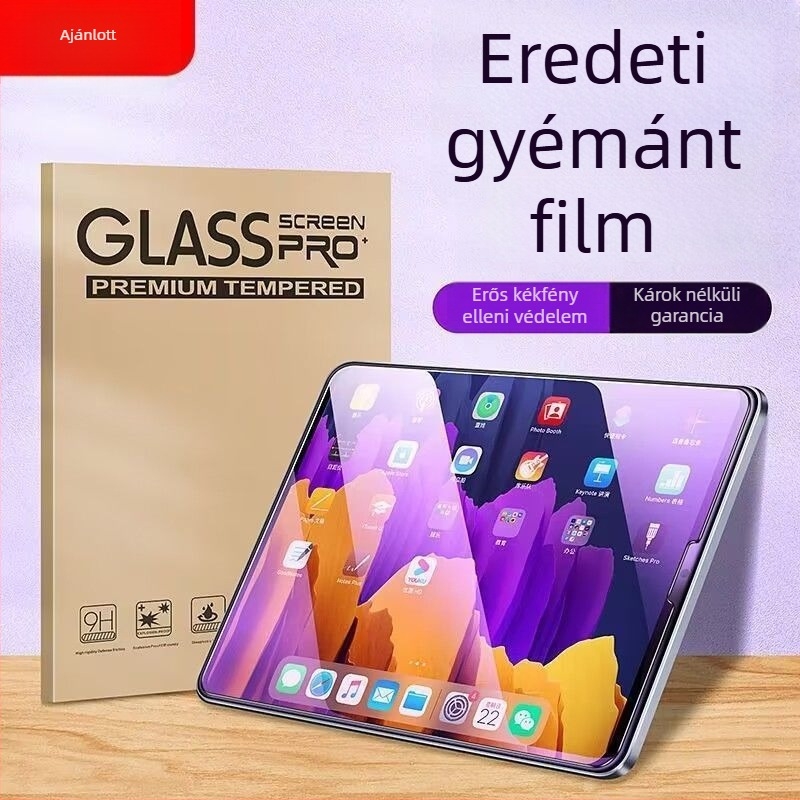 Edzett üveg kijelzővédő iPad Air 5-höz – teljes fedés, HD, anti-ujjlenyomat, anti-kék fény