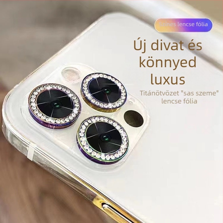 Kamera lencse védőgyűrű fémdíszítéssel iPhone 14 Pro Max és iPhone 16 Pro Max