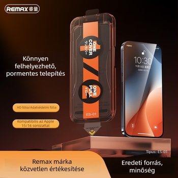 Remax iPhone 17-hez készült HD felbontású edzett üveg képernyővédő, magánélet védelme, 16 másodperces felhelyezési készlet, 15 darabos készlet