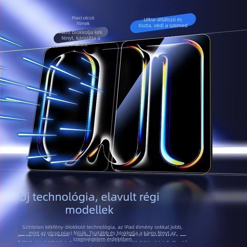 Edzett üveg képernyővédő iPad Air 6 és iPad Pro (2018–2022) – magas felbontás, anti-ujjlenyomat, anti-kék fény