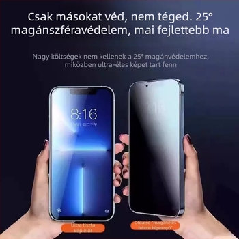 Tempered glass teljes képernyővédő iPhone-hoz — Anti-Spy, Anti-Fingerprint, karcolásálló