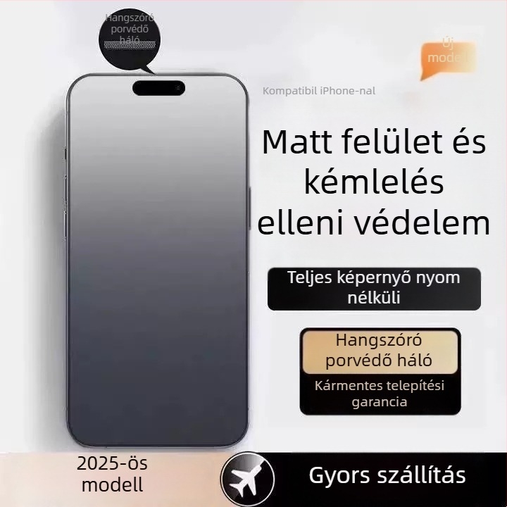 Tempered glass teljes képernyővédő iPhone-hoz — Anti-Spy, Anti-Fingerprint, karcolásálló