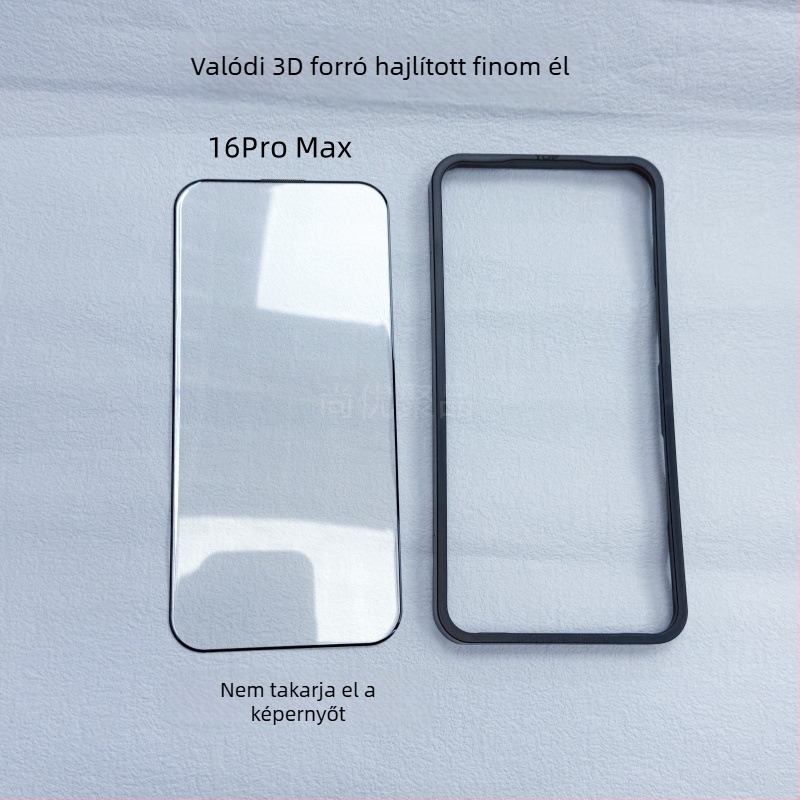 Teljes ragasztású edzett üveg képernyővédő iPhone 17 Pro Max és iPhone 16 Pro számára — mikro görbület, teljes képernyős védelem