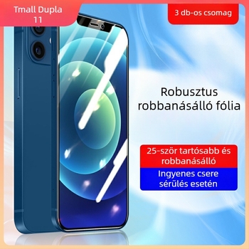 iPhone 12/12 Pro edzett üveg kijelzővédő — teljes képernyőfedés, előoldali fólia, HD átláthatóság, esésálló