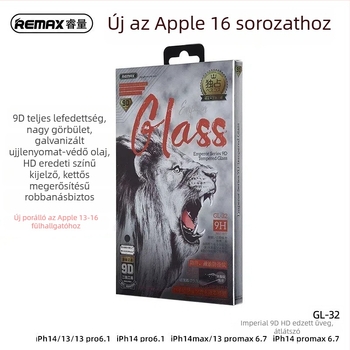 REMAX Emperor 9D edzett üveg képernyővédő magánélet védelmével iPhone 14/15/16 sorozathoz, ultra görbült él, 0.33 mm