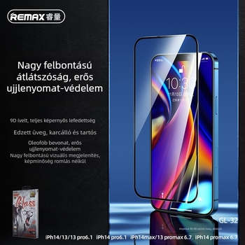 REMAX Emperor 9D edzett üveg képernyővédő magánélet védelmével iPhone 14/15/16 sorozathoz, ultra görbült él, 0.33 mm