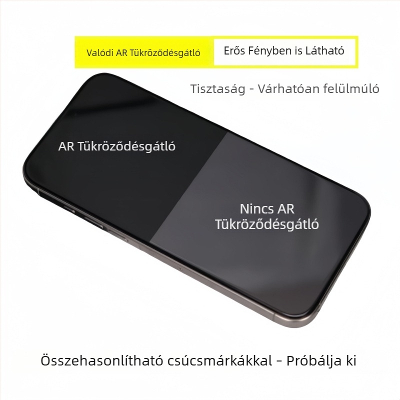 AR bevonattal ellátott edzett üveg képernyővédő iPhone 13 Pro-tól az iPhone 16 Pro Max-ig – HD, ujjlenyomat-mentes, teljes képernyő