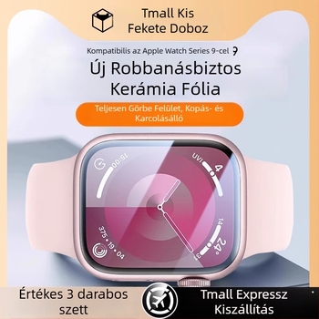 Apple Watch S10/S9/S8-hoz edzett üveg kijelzővédő – teljes képernyős védelem