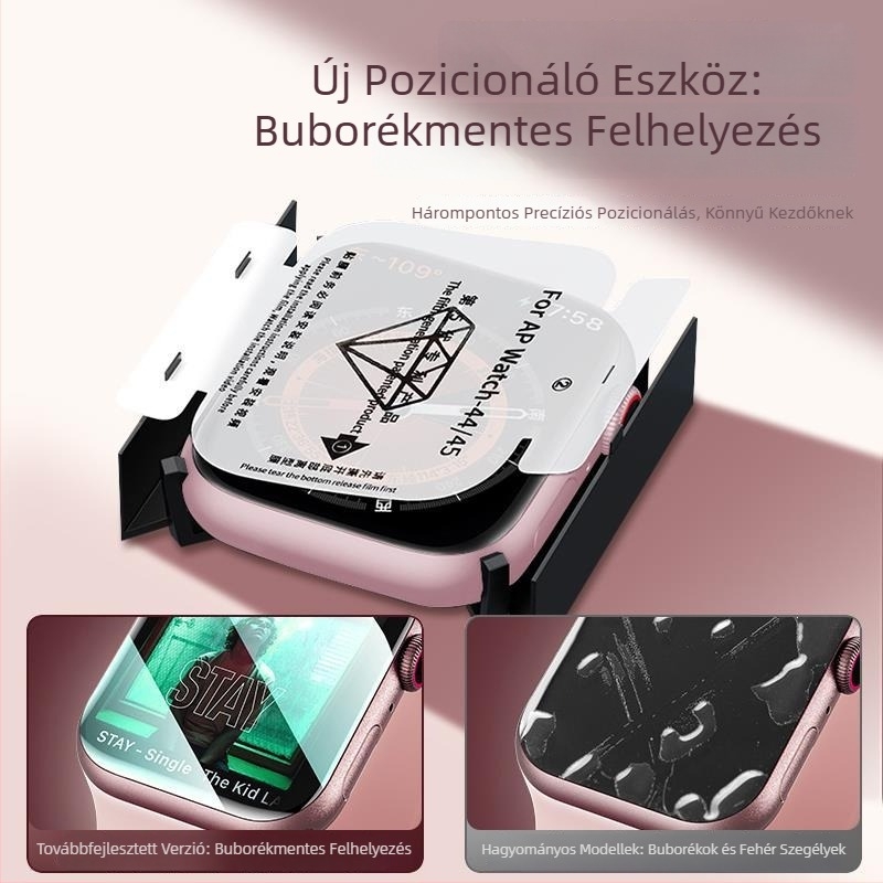 Apple Watch S10/S9/S8-hoz edzett üveg kijelzővédő – teljes képernyős védelem