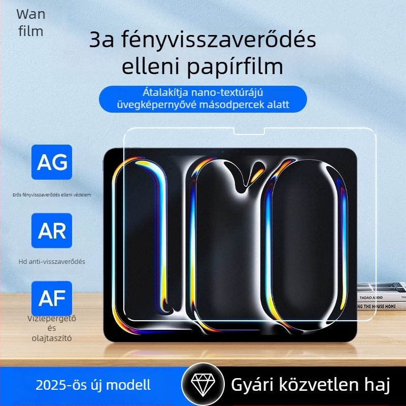 iPad Pro papírhatású képernyővédő – 3A osztályú papírfilm, papírszerű, tükröződésmentes, nagy felbontású, kékfény védelem