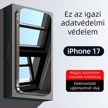 iPhone 17-hez edzett üveg kijelzővédő, privát funkcióval, teljes keretfedés, ütésálló, ujjlenyomat-mentes