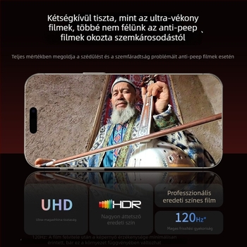 iPhone 17-hez edzett üveg kijelzővédő, privát funkcióval, teljes keretfedés, ütésálló, ujjlenyomat-mentes