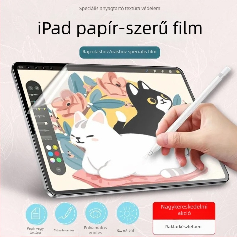 iPad író film papírszerű felülettel — előre védő hidrogel kijelzővédő iPad Pro 2020/11, Air 3, Mini 4, Air 5 — HD, porálló, ütésálló, automatikus javítás