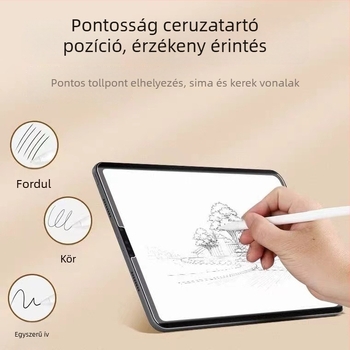 iPad mágneses leválasztható képernyővédő – PET film, matt, ujjlenyomat-mentes, papírszerű felület, elektrosztatikus tapadás