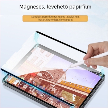 iPad Pro 11 elülső PET film mágneses rögzítéssel, papírérzetű matt felület, ujjlenyomat-mentes