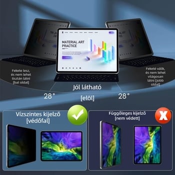 Papír-szerű képernyővédő nano adszorpció Gen 4, matt, anti-ujjlenyomat, anti-peeping, anti-kék fény (PET-film; kompatibilis iPad Pro 11, iPad Air 10.9 és Huawei)