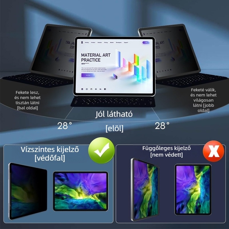 Papír-szerű képernyővédő nano adszorpció Gen 4, matt, anti-ujjlenyomat, anti-peeping, anti-kék fény (PET-film; kompatibilis iPad Pro 11, iPad Air 10.9 és Huawei)