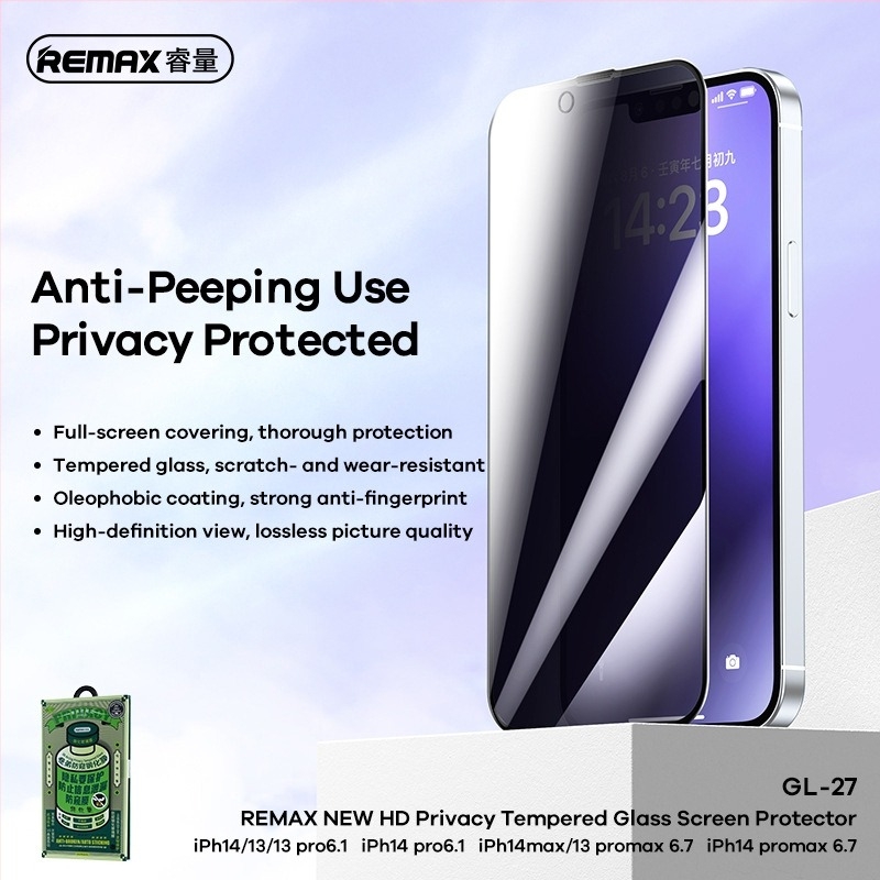 Remax Rui Liang magánéletvédelmi képernyővédő edzett üvegből iPhone 15 és iPhone 14 Pro Max számára