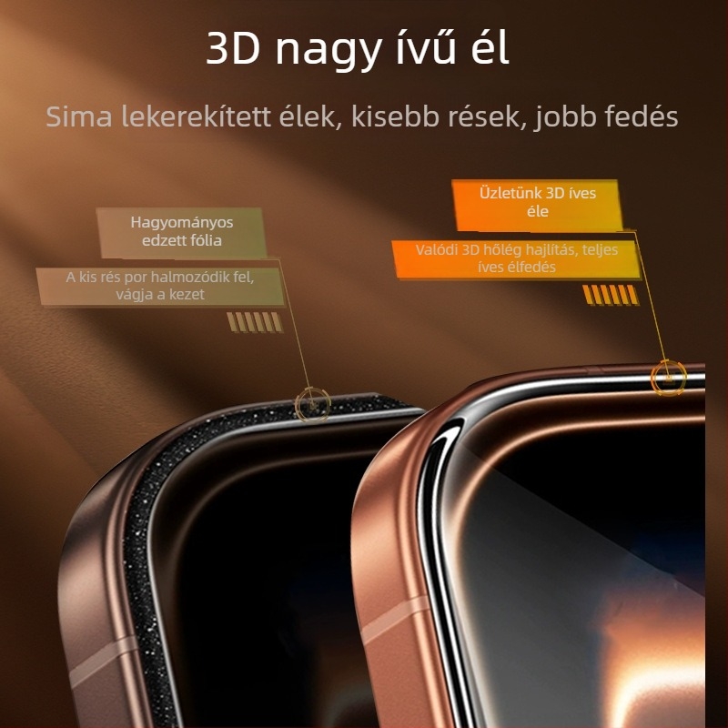 3D hőre hajlított edzett üveg teljes ragasztóval az iPhone 17 Pro Max számára, kompatibilis iPhone 16Pm/15-tel, pormentes felhelyezés néhány másodperc alatt